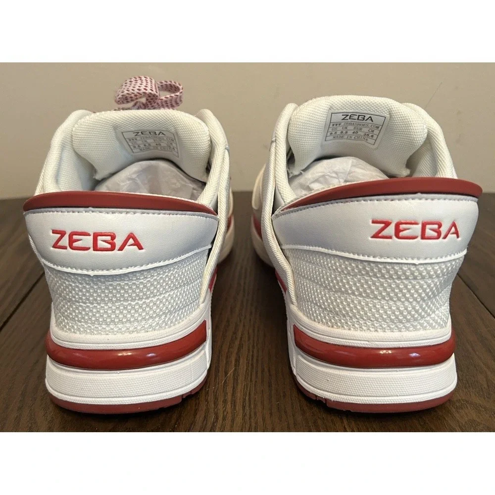 ZEBA Shoes Men's Size 9.5 White Red Hand Free Slip On Comfort Sneakers With BOX‎